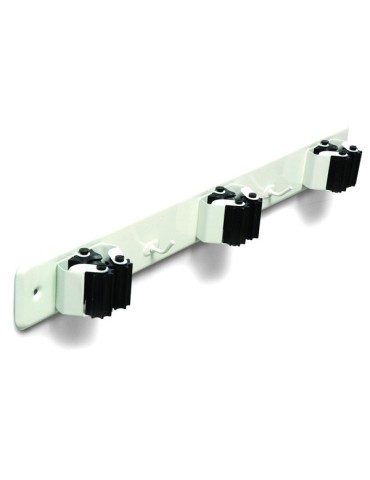 SUJETA ESCOBAS TRIPLE BLANCO