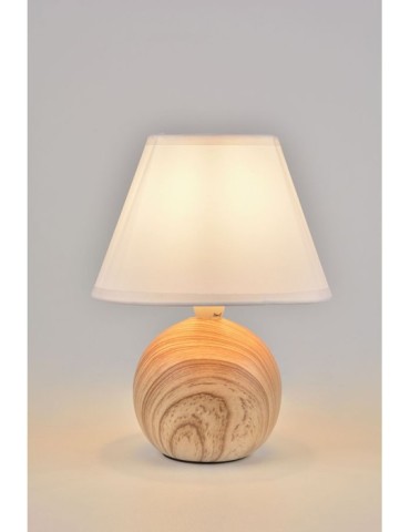 LAMPARA MESA CERAMICA NATURAL/BLANCO E-14
