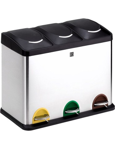 CUBO PEDAL INOX 3 COMPARTIME.