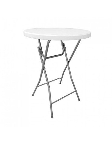 MESA PLEGABLE ALTA REDONDA BLANCA