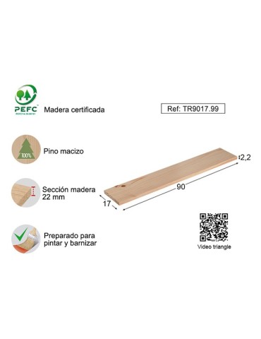 BALDA MURAL PINO 22MM S/BARN